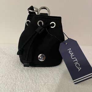 Nautica Black Mini wristlet Bag with Drawstring Closure